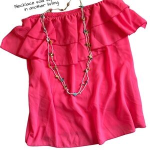 Cezanne Ruffle Strapless Top Sheer Bright Pink Women’s Size Large